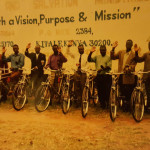 Pastors receive bicycles at ministry headquarters in Kitale, Kenya