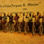 Pastors receive bicycles at ministry headquarters in Kitale, Kenya